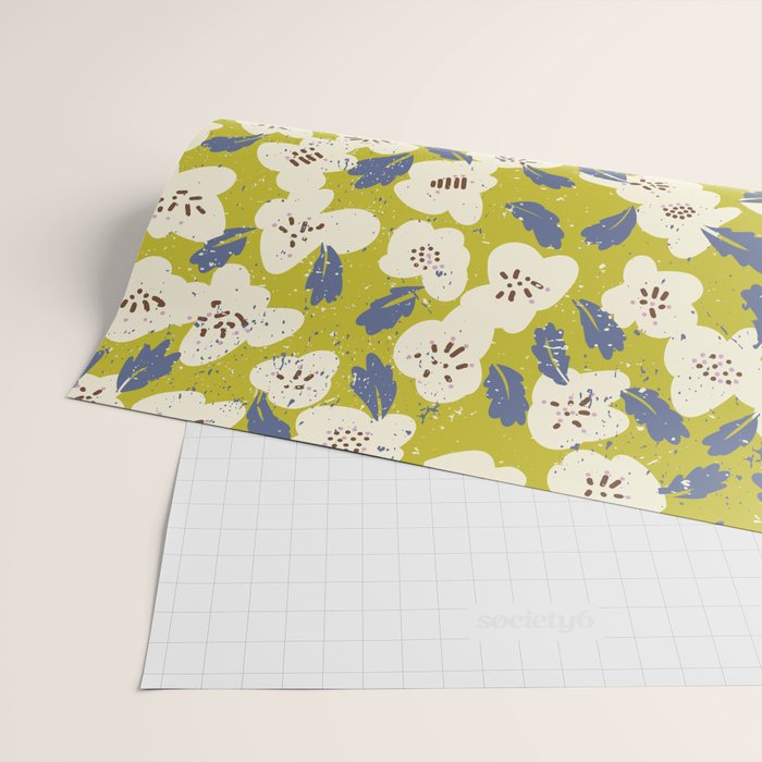 Bold flowers in my garden on yellow green Wrapping Paper Gallery Image 2