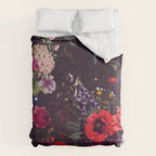 Astro Garden - Space, Stars, Purple, Red, Pink, Blossom, Vibrant, Flower Garden Comforter Gallery Image 6