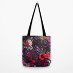 Astro Garden - Space, Stars, Purple, Red, Pink, Blossom, Vibrant, Flower Garden Tote Bag Gallery Image 2