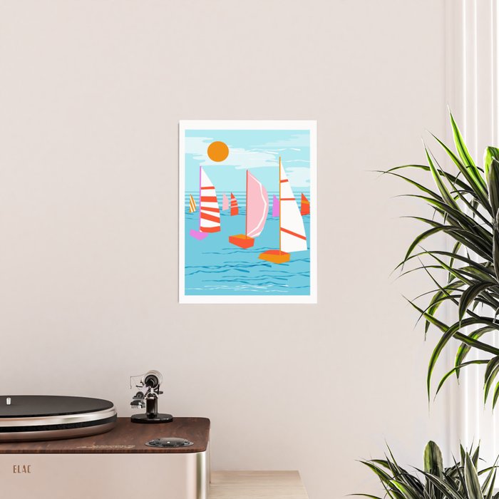 Quepasa - memphis throwback retro minimal modern neon boating yacht club sailing summer sport Poster Gallery Image 2