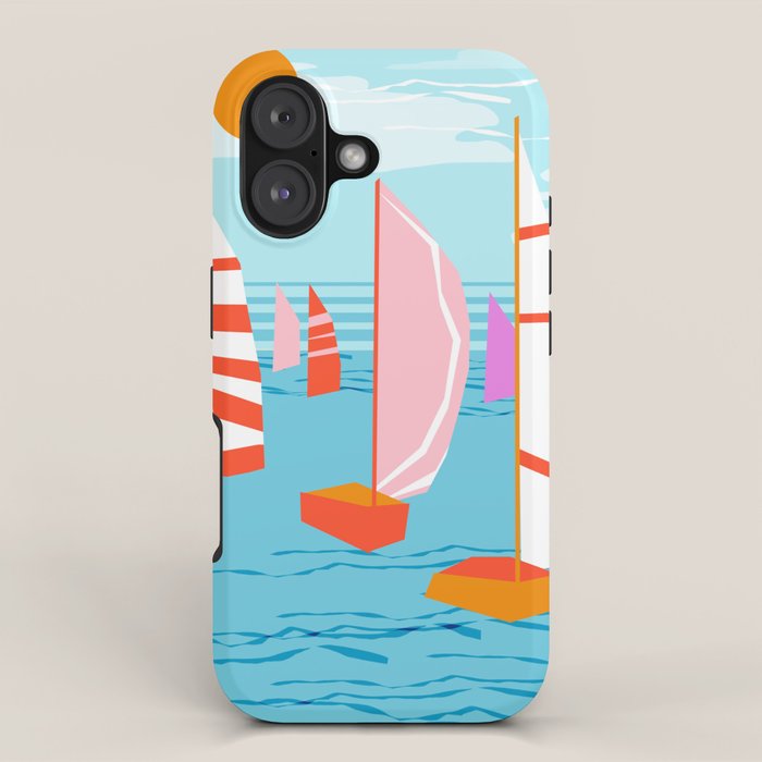 Quepasa - memphis throwback retro minimal modern neon boating yacht club sailing summer sport iPhone Case Gallery Image 1