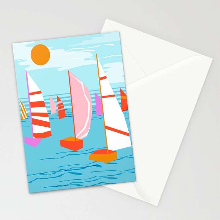 Quepasa - memphis throwback retro minimal modern neon boating yacht club sailing summer sport Stationery Card Gallery Image 2