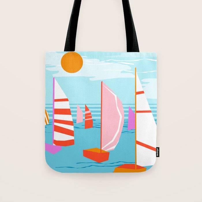 Quepasa - memphis throwback retro minimal modern neon boating yacht club sailing summer sport Tote Bag Gallery Image 1