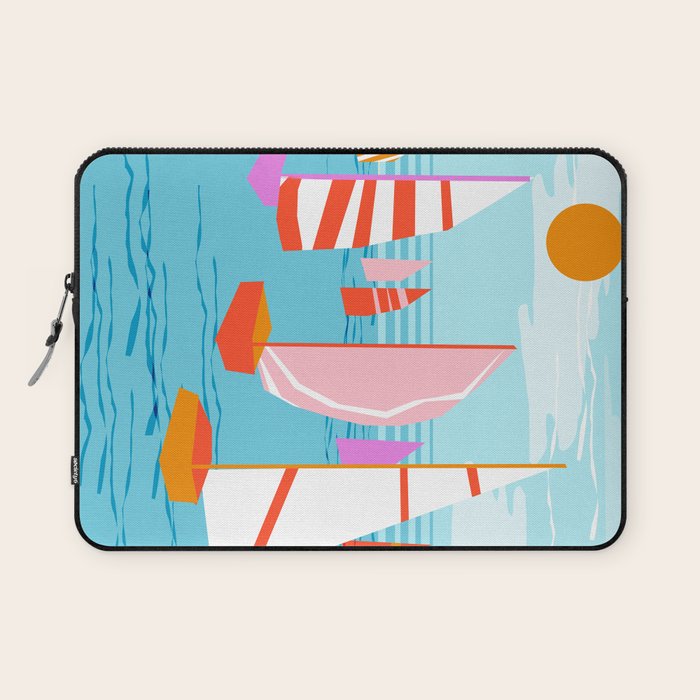 Quepasa - memphis throwback retro minimal modern neon boating yacht club sailing summer sport Laptop Sleeve Gallery Image 1