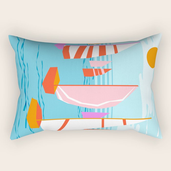 Quepasa - memphis throwback retro minimal modern neon boating yacht club sailing summer sport Rectangular Pillow Gallery Image 2