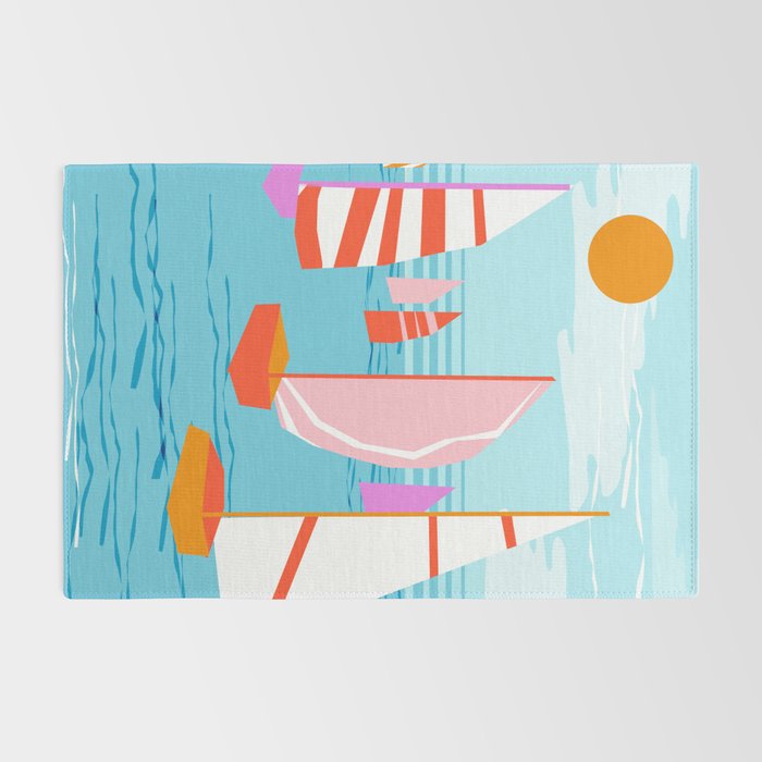 Quepasa - memphis throwback retro minimal modern neon boating yacht club sailing summer sport Rug Gallery Image 2