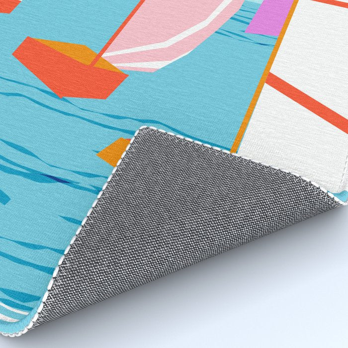 Quepasa - memphis throwback retro minimal modern neon boating yacht club sailing summer sport Rug Gallery Image 4