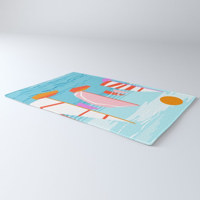 Quepasa - memphis throwback retro minimal modern neon boating yacht club sailing summer sport Rug Gallery Image 3