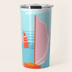 Quepasa - memphis throwback retro minimal modern neon boating yacht club sailing summer sport Travel Mug Gallery Image 1