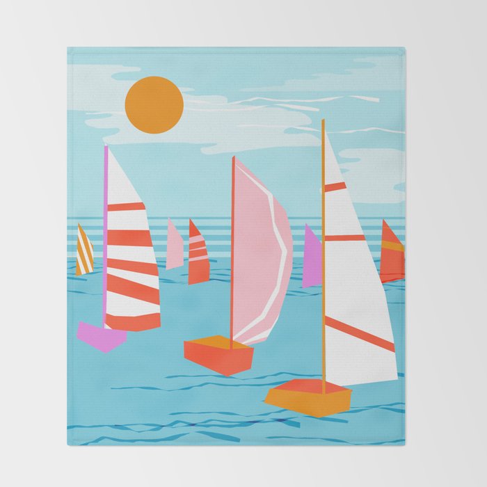 Quepasa - memphis throwback retro minimal modern neon boating yacht club sailing summer sport Throw Blanket Gallery Image 2