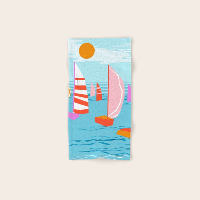 Quepasa - memphis throwback retro minimal modern neon boating yacht club sailing summer sport Bath Towel Gallery Image 1