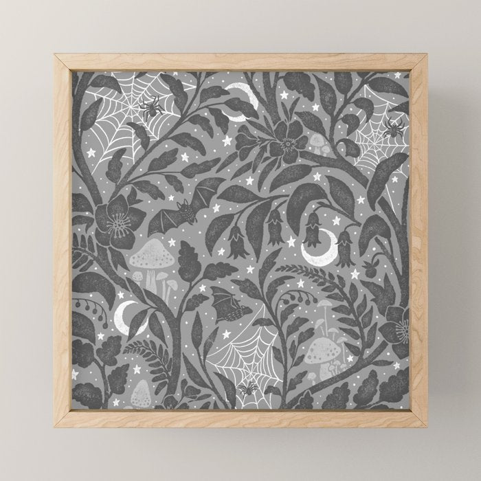 Mysterious Garden - Grayscale  Mini Art Print Gallery Image 1
