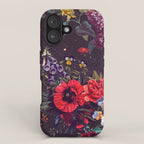 Astro Garden - Space, Stars, Purple, Red, Pink, Blossom, Vibrant, Flower Garden iPhone Case Gallery Image 1
