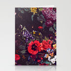 Astro Garden - Space, Stars, Purple, Red, Pink, Blossom, Vibrant, Flower Garden Stationery Card Gallery Image 2