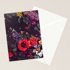 Astro Garden - Space, Stars, Purple, Red, Pink, Blossom, Vibrant, Flower Garden Stationery Card Gallery Image 2