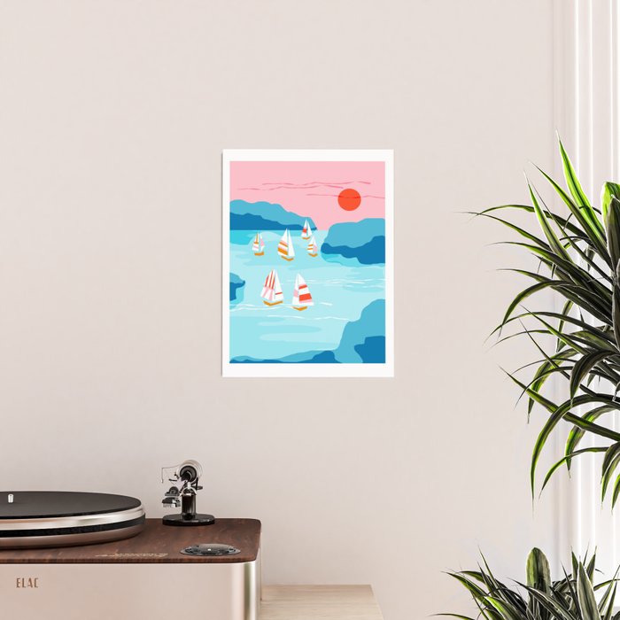 Tight - memphis throwback retro vintage classic sport boating yachting sailboat harbor sea ocean art Poster Gallery Image 2