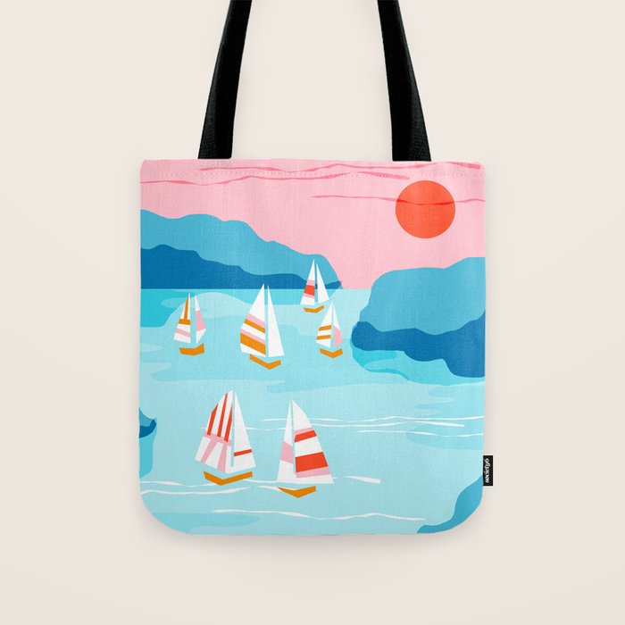 Tight - memphis throwback retro vintage classic sport boating yachting sailboat harbor sea ocean art Tote Bag Gallery Image 1