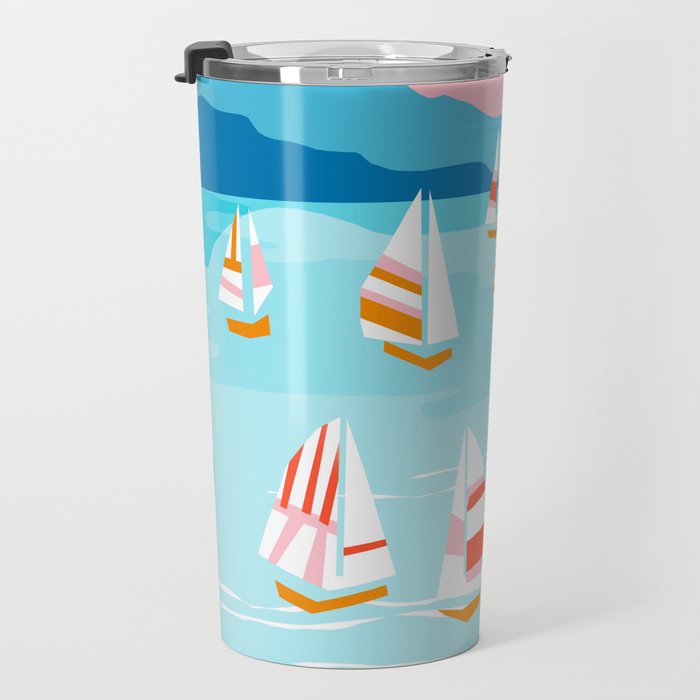 Tight - memphis throwback retro vintage classic sport boating yachting sailboat harbor sea ocean art Travel Mug Gallery Image 3