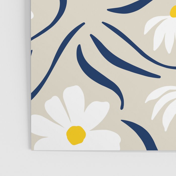 Harper Floral Prints, Ivory, Yellow Navy Blue Poster Gallery Image 3