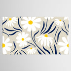 Harper Floral Prints, Ivory, Yellow Navy Blue Tablecloth Gallery Image 2