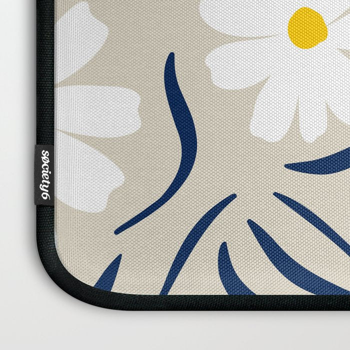Harper Floral Prints, Ivory, Yellow Navy Blue Laptop Sleeve Gallery Image 3