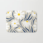 Harper Floral Prints, Ivory, Yellow Navy Blue Bath Mat Gallery Image 1