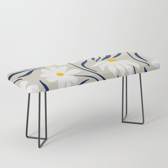 Harper Floral Prints, Ivory, Yellow Navy Blue Bench Gallery Image 1