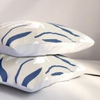 Harper Floral Prints, Ivory, Yellow Navy Blue Pillow Sham Gallery Image 3