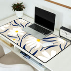 Harper Floral Prints, Ivory, Yellow Navy Blue Desk Mat Gallery Image 2