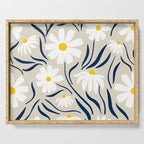Harper Floral Prints, Ivory, Yellow Navy Blue Serving Tray Gallery Image 1