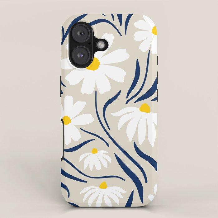 Harper Floral Prints, Ivory, Yellow Navy Blue iPhone Case Gallery Image 1