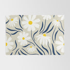 Harper Floral Prints, Ivory, Yellow Navy Blue Rug Gallery Image 2