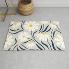 Harper Floral Prints, Ivory, Yellow Navy Blue Rug Gallery Image 1