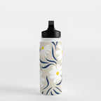 Harper Floral Prints, Ivory, Yellow Navy Blue Water Bottle Gallery Image 3
