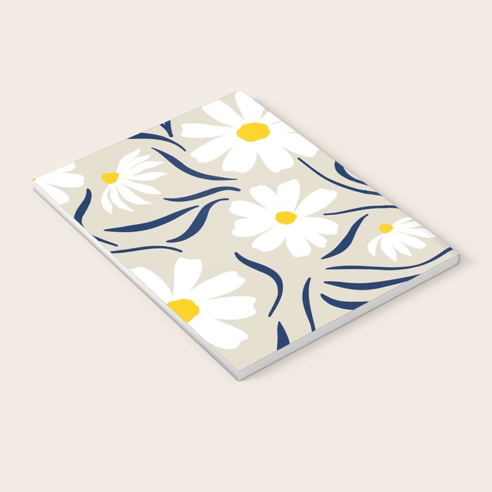 Harper Floral Prints, Ivory, Yellow Navy Blue Notebook Gallery Image 3
