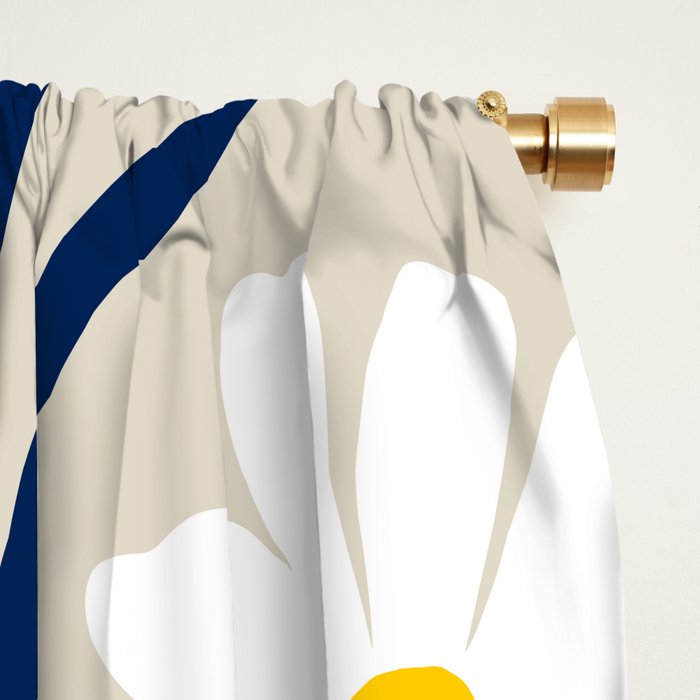 Harper Floral Prints, Ivory, Yellow Navy Blue Window Curtain Gallery Image 2