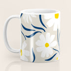 Harper Floral Prints, Ivory, Yellow Navy Blue Coffee Mug Gallery Image 3