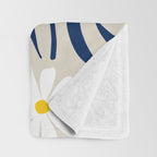 Harper Floral Prints, Ivory, Yellow Navy Blue Throw Blanket Gallery Image 3