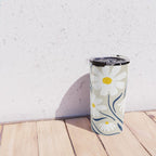 Harper Floral Prints, Ivory, Yellow Navy Blue Travel Mug Gallery Image 4