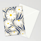 Harper Floral Prints, Ivory, Yellow Navy Blue Stationery Card Gallery Image 2