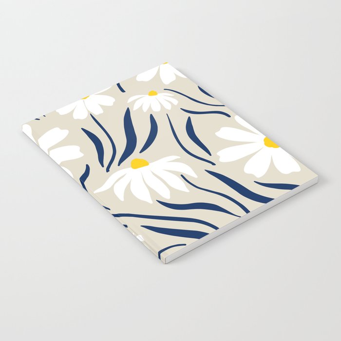 Harper Floral Prints, Ivory, Yellow Navy Blue Notebook Gallery Image 1