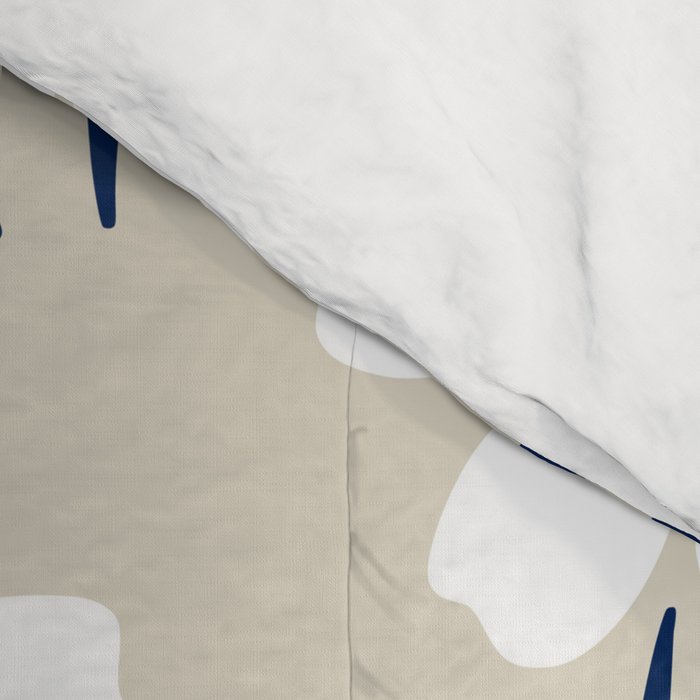 Harper Floral Prints, Ivory, Yellow Navy Blue Comforter Gallery Image 4