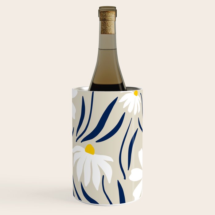Harper Floral Prints, Ivory, Yellow Navy Blue Wine Chiller Gallery Image 3