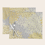Floral Prints, Soft Yellow and Gray, Modern Print Art Placemat Gallery Image 1