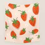 Red Strawberries Pattern Wall Tapestry Gallery Image 4