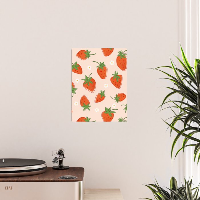 Red Strawberries Pattern Poster Gallery Image 2