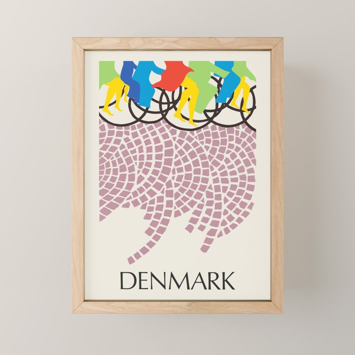 Modernist Poster Denmark Cycling, 1960s Mini Art Print Gallery Image 1