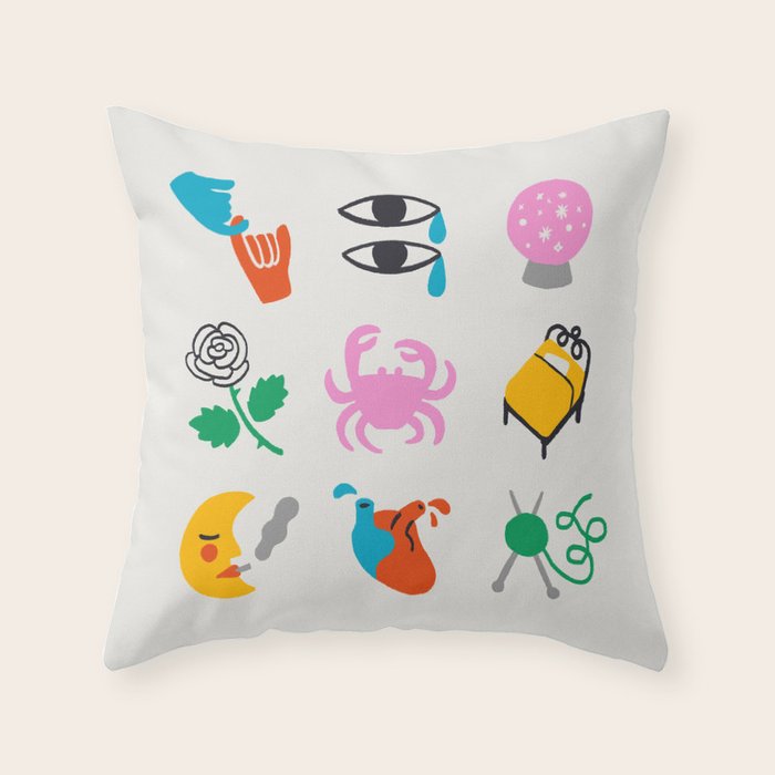 Cancer Emoji Throw Pillow Gallery Image 6