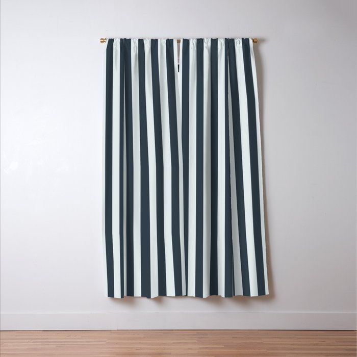 Nautical Deep Blue Stripes - Cozy Heirloom Window Curtain Gallery Image 3