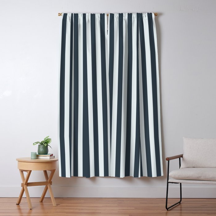 Nautical Deep Blue Stripes - Cozy Heirloom Window Curtain Gallery Image 1